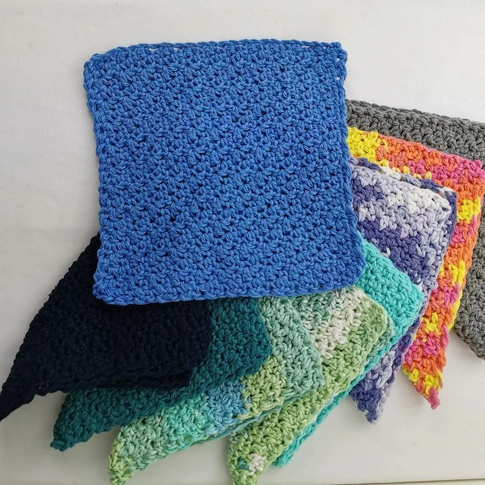 Handmade Crochet Wash Clothes, set  of 2, 100% cotton - Picture 4 of 14